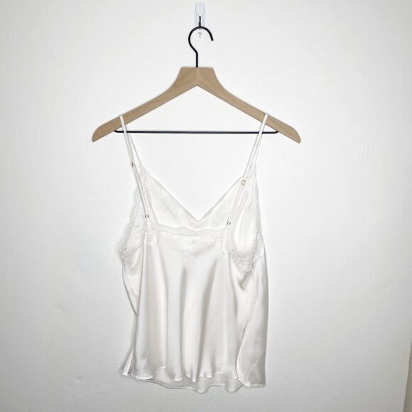 Victoria's Secret Lace Trim Charmeuse Satin V Neck Camisole Tank White S - Picture 4 of 6